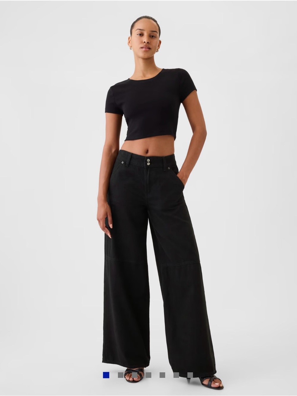 GAP Baggy Mid Rise Jeans Black TENCEL Blend Relaxed Loose Leg Size 26 2R NWOT